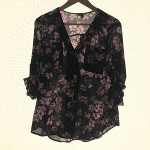 Express - Portofino Shirt - Black Floral